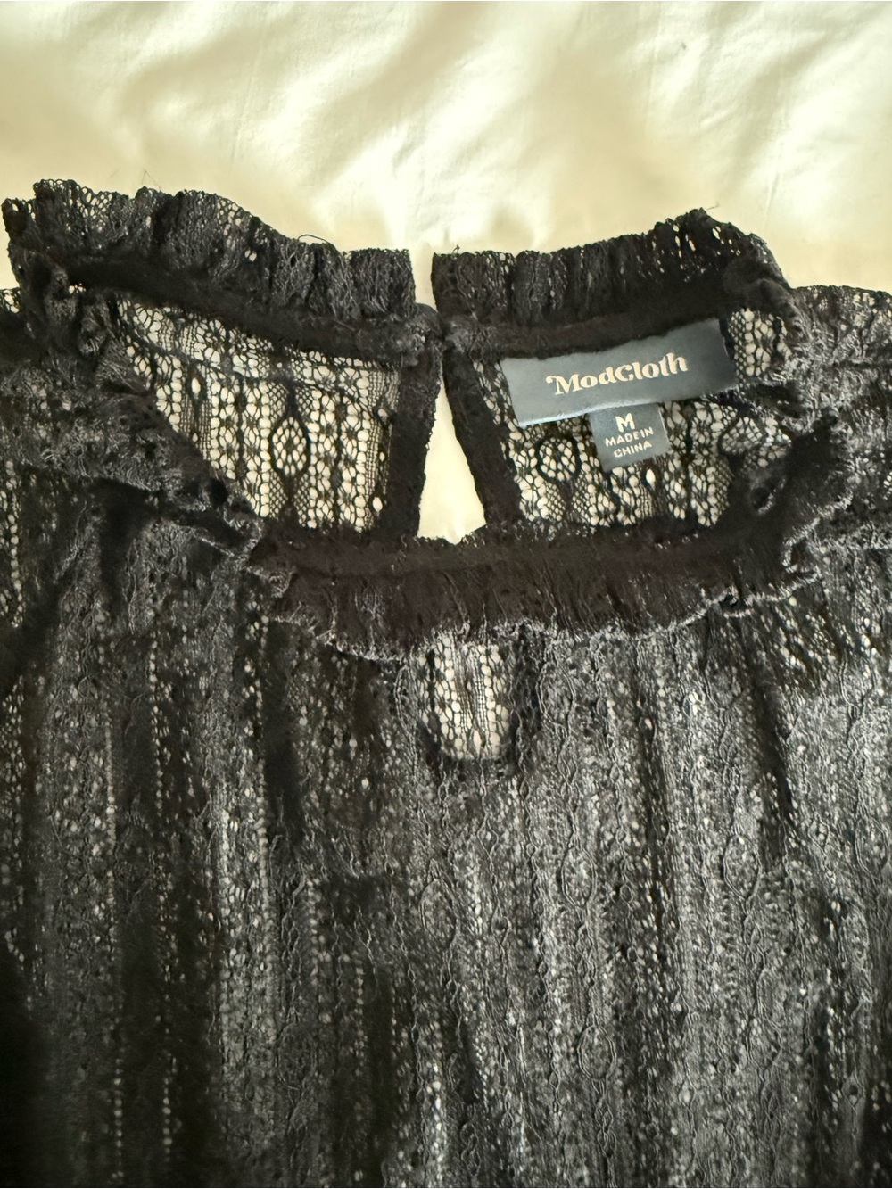 ModCloth Black Lace Ruffled Neck Top - Picture 6 of 9